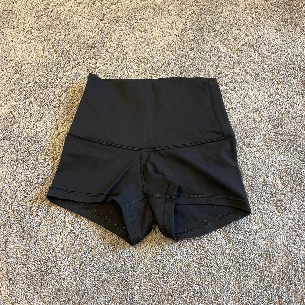 Lululemon high rise black booty shorts. Size 2.